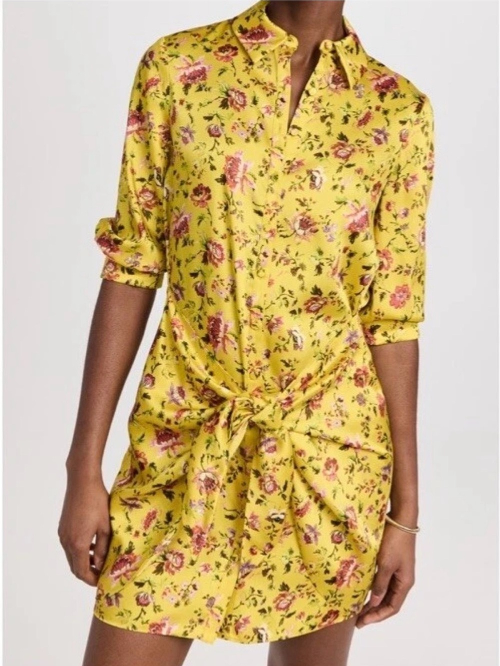 Cinq A Sept Women's Pomelo Yellow Floral Multicolor Dress Shirtdress Size 12